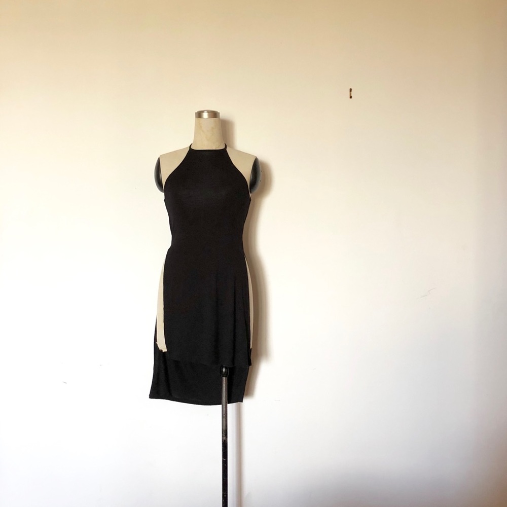 WORKHALL - Black Halter Tank + Low Back Side Slits